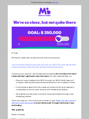 March of Dimes - URGENT: Jose, We're Not There Yet - Your Gift is Key 💜 🗝️
