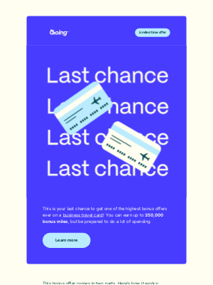 Scott’s Cheap Flights - Last chance: 350,000-mile offer