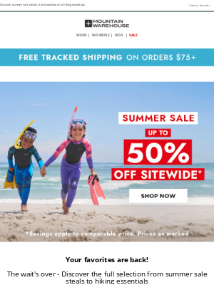 Mountain Warehouse - Your Favorites Are Back! 🌞 Up to 50% Off Sitewide