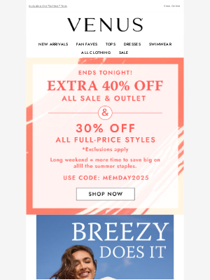 VENUS Fashion - ATTN: 30% Off ALL Full-Price Styles