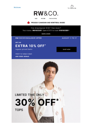 RW&CO.(Canada) - NEW & NOW 30% OFF