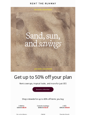 Rent the Runway - It’s Now or Never: 50% Off
