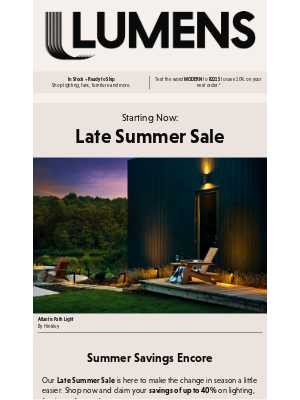 Lumens - Starting now: Late Summer Sale.