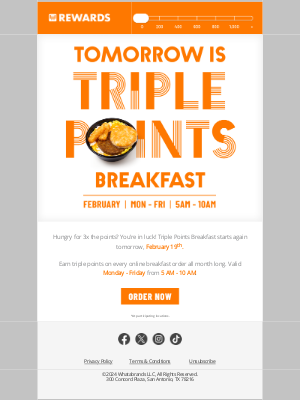 Whataburger - Triple Points Breakfast starts again tomorrow ️