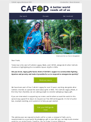 CAFOD (Catholic Agency for Overseas Development) (United Kingdom) - Frank, let's work together to build a better world 🌍