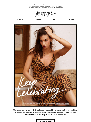 Nasty Gal - Don't forget your birthday gift, MAILCHARTS