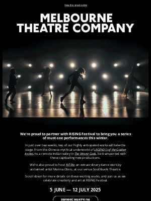 Melbourne Theatre Company (Australia) - Join us for LEGENDS, The Wrong Gods and Kill Me this winter 🔥