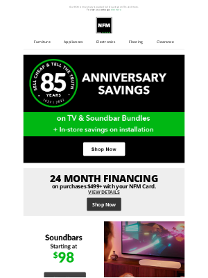 Nebraska Furniture Mart - 85th Anniversary Savings on TV & Soundbar Bundles