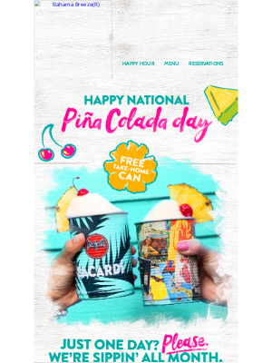 Bahama Breeze - $5 Piñas. All. Month. Long.