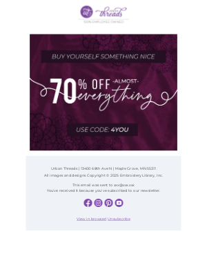 Urban Threads - Treat Yourself 💜 70% Off Almost Everything