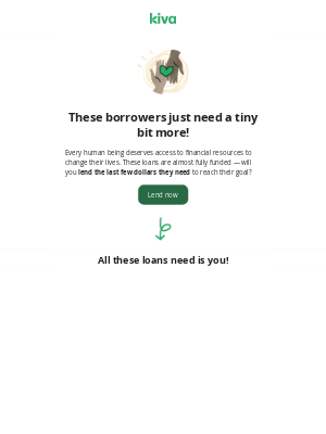 Kiva - Send this loan across the finish line!