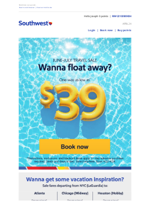 Southwest Airlines - FINAL DAY! $39 summer sale fares–hot ‘n’ ready.