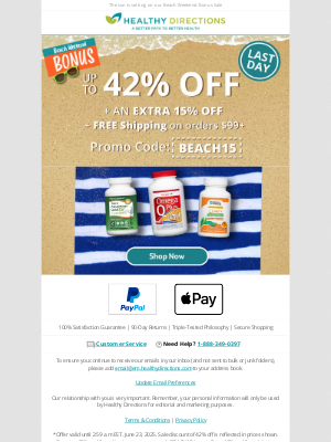Healthy Directions - Robert, LAST CALL to get an EXTRA 15% + Free Shipping!
