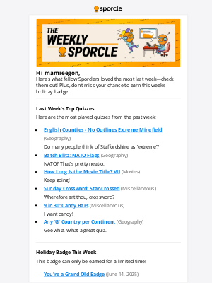 Sporcle, Inc. - The Weekly Sporcle for June 8, 2025
