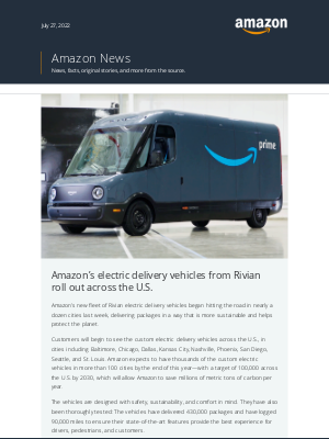 Amazon - Amazon’s new Rivian electric delivery vehicles hit the road | Prime Video gets easier to use