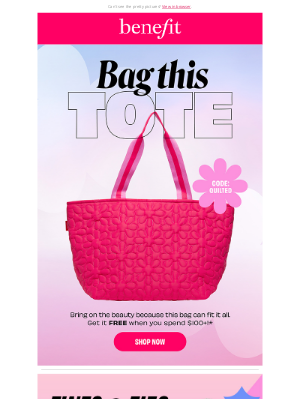 Benefit Cosmetics - Roomy tote? We’re there. 🛍️