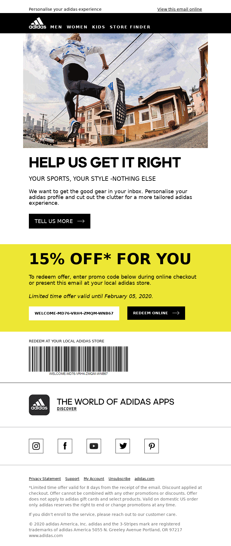 Adidas us email best sale