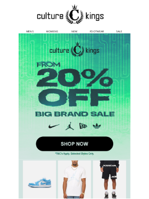 Culture Kings (Australia) - SALE ALERT: 20%+ off the BIGGEST BRANDS! 🚨