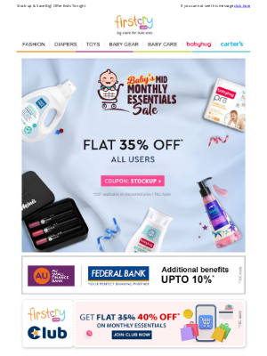 FirstCry (India) - 🛒 Grab Flat 35% OFF on your Mid-Monthly Essentials