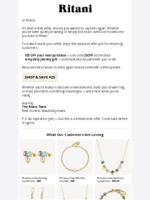 Ritani - Come back & sparkle (with $25 off + a surprise) ✨