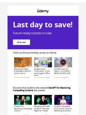 Udemy - It’s the last day of our sale. Shop now and save.
