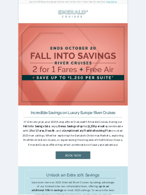 Emerald Waterways - Discover Emerald Cruises’ Fall Into Savings Sale