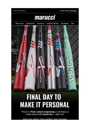 Marucci Sports - Last Chance: Free Bat Engraving Ends Tomorrow