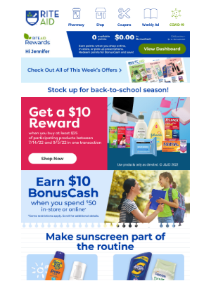 Rite Aid - Earn $10 BonusCash when you spend $50!