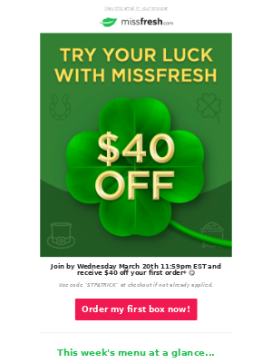 Saint Patrick's Day email by MissFresh