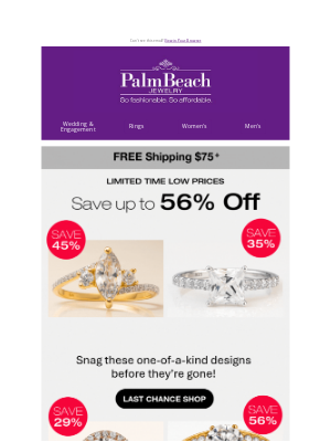 PalmBeach Jewelry - Engagement Rings on SALE up to 56% off!💍