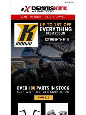 Dennis Kirk - EXTENDED! Save 15% on all Kodlin Products for HDs at DK - Ends 5/11!