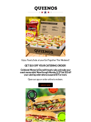 Quiznos - Our subs will bring the heat to your party this weekend! ☀😎🙌