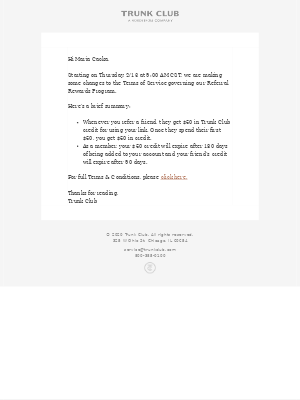 Trunk Club - Important: Update to Trunk Club's Terms of Service