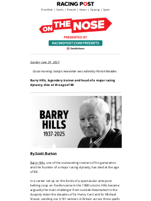 Racing Post - On The Nose | Barry Hills dies aged 88
