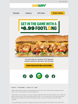 Subway - If a $7.99 Footlong didn't grab ya, how's $6.99 sound? 😉