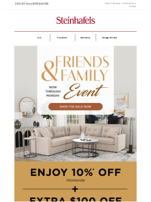 Steinhafels - Hurry - Friends & Family Sale ENDS SOON ⏳
