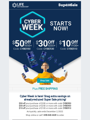 Life Extension - 🎉 Cyber Week! $10 Off | $30 Off | $50 Off