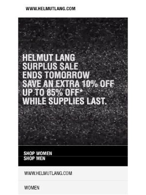 HELMUT LANG - Take an Extra 10% off Surplus Sale!