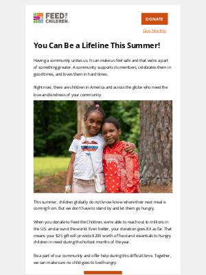 Feed The Children - Turn $25 into $200 For Children This Summer!