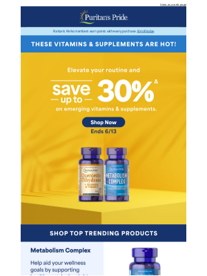 Puritan's Pride - Trending Vitamins & Supplements Now 30% OFF