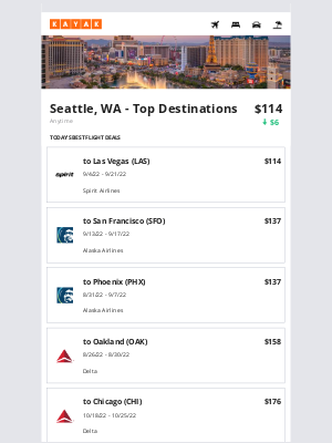 KAYAK - Prices going down for your flight from SEA to one of these top destinations