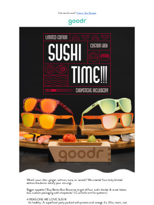 RUN goodr - 🍣 Sushi Time!!! 4 delicious new sunnies 🕶️