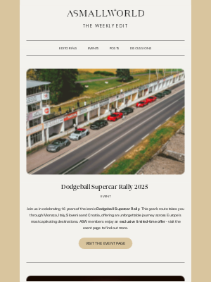 ASMALLWORLD - Weekly Edit: Dodgeball Supercar Rally 2025, Europe's solar eclipse, and our new membership tier