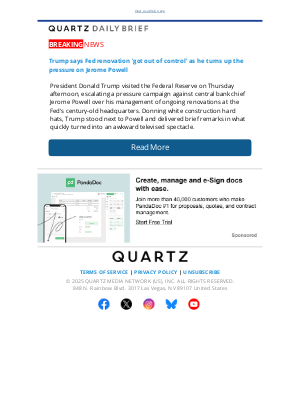 Quartz - Breaking news: Trump pays Powell a visit