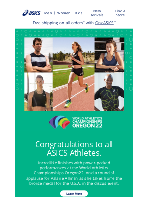 ASICS - Congratulations to our athletes!