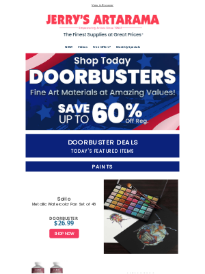 Jerry's Artarama - BIG Sale in ALL Categories! ✨ Doorbusters Ending Soon