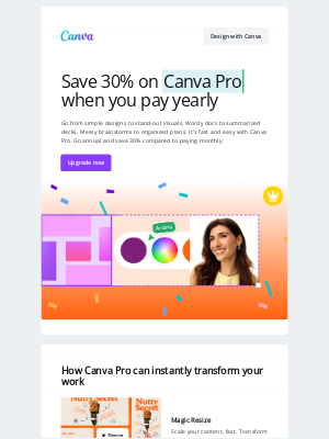 Canva - Good news: Save 30% on Canva Pro when you pay yearly