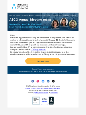 Lung Cancer Research Foundation - Livestream ASCO update: latest in lung cancer research