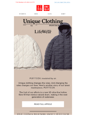 UNIQLO Australia - Unique Clothing: PUFFTECH