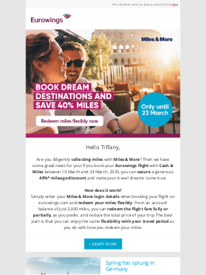 Eurowings - 🤑 Book flights now and secure a 40% mileage discount